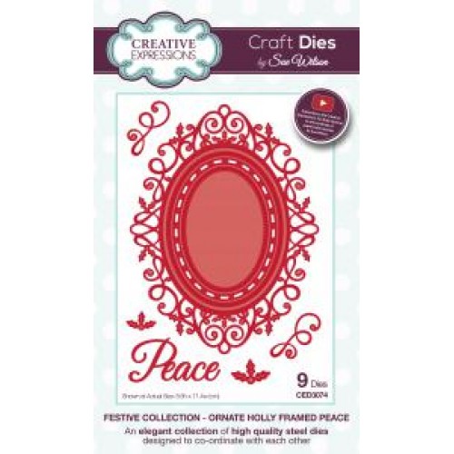 Ornate Holly Framed Peace - Festive Collection ced3074