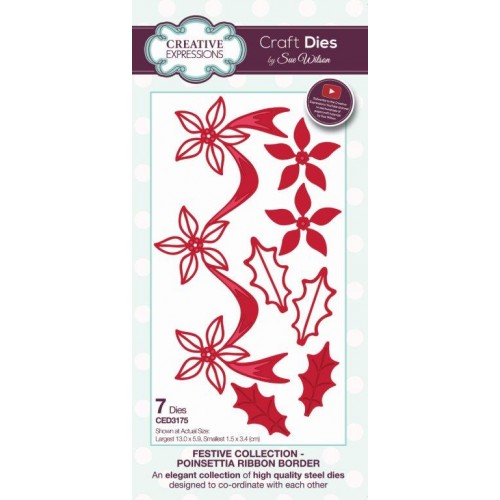 Poinsettia Ribbon Border - Festive Collection ced3175