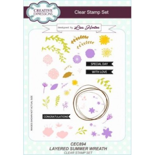 Layered Summer Wreath - Lisa Horton Clear stamps CEC894