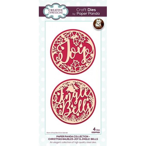 Christmas Baubles Joy & Jingle Bells  - Paper Panda Craft Dies CEDPP008