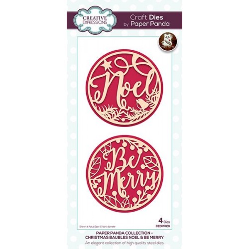 Christmas Baubles Noel & Be Merry  - Paper Panda Craft Dies CEDPP009