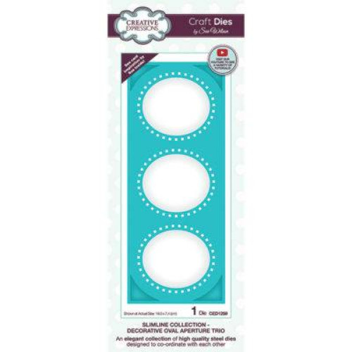 slimline decorative oval aperture trio craft die CED1259