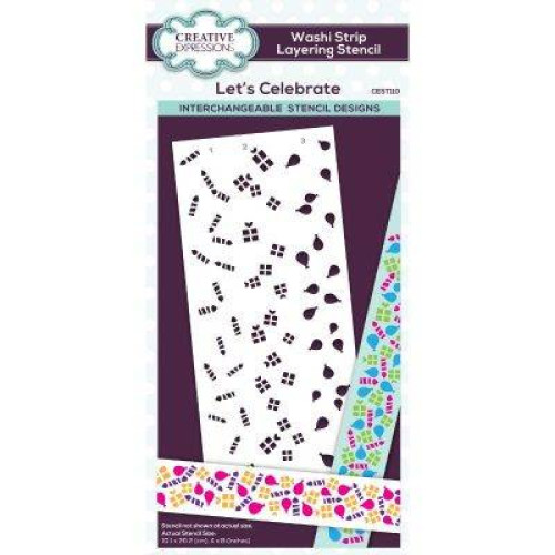 lets celebrate  washi strip layering stencil  