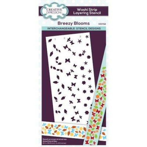 breezy blooms  washi strip layering stencil  