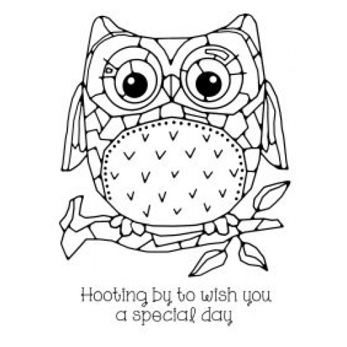 Mosaic Owl  - Woodware Clear Stamps -6